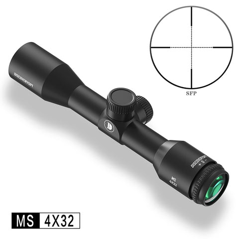 Discoveryopt Sport Optics 4x32mm Rifle Scope 1in Tube Second Focal Plane, Color: Black, Tube Diameter: 1 in