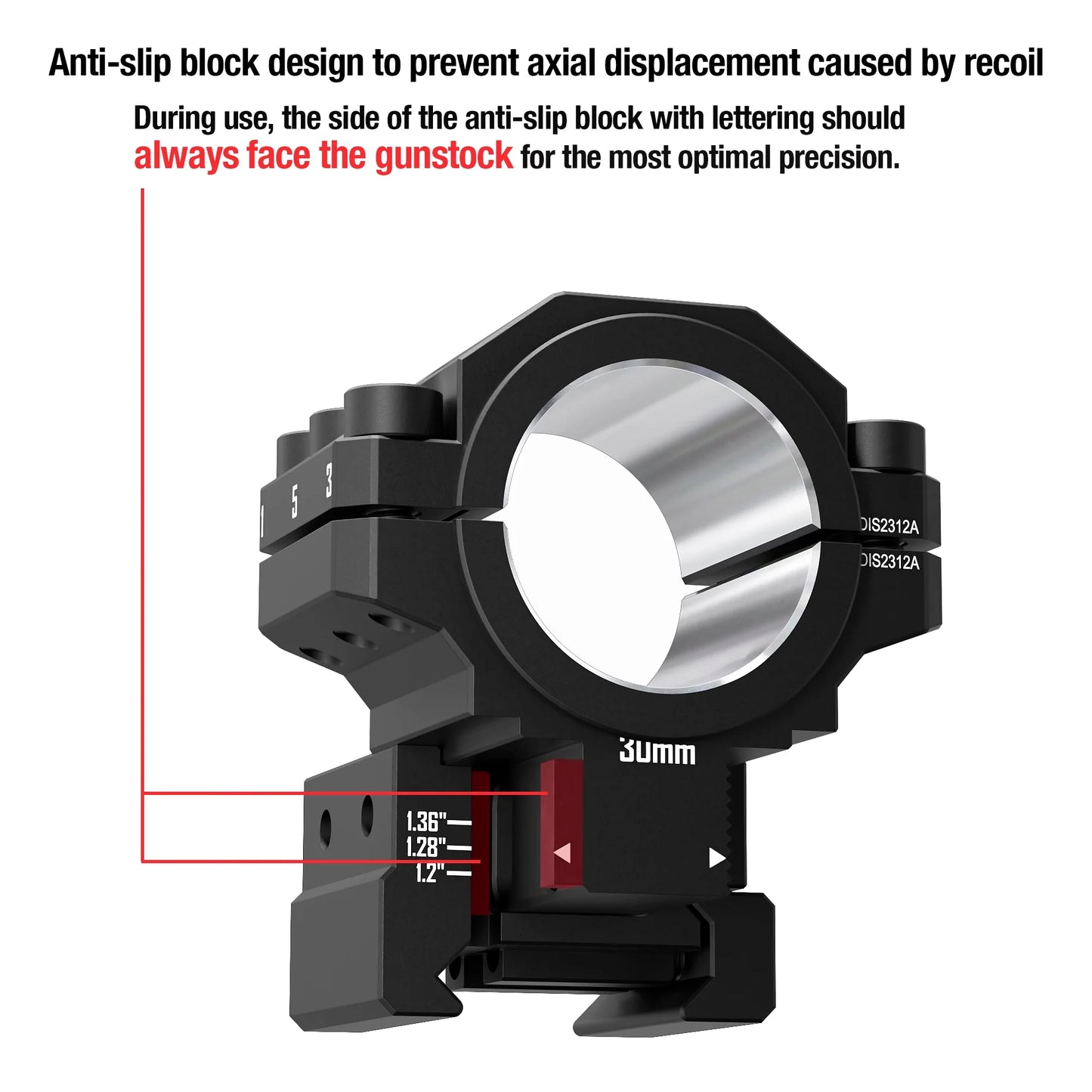 6061 Aluminum Adjustable Scope Rings | 6-Step Height Adjustment (1.2-1.4") | 25.4mm/30mm & Picatinny Rail Compatible