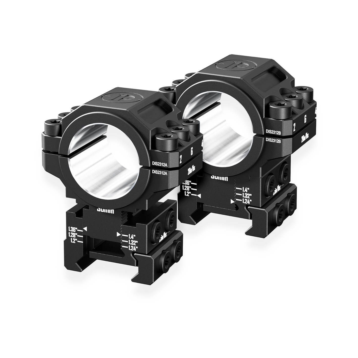 6061 Aluminum Adjustable Scope Rings | 6-Step Height Adjustment (1.2-1.4") | 25.4mm/30mm & Picatinny Rail Compatible