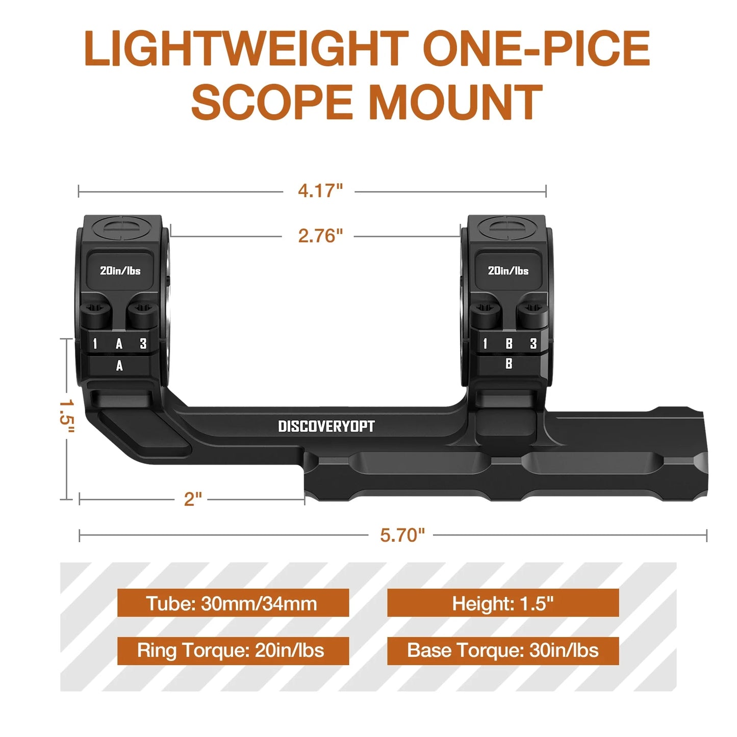 Multi-Compatible Cantilever Scope Mounts | One-Piece 0MOA 30/34MM Tube for Picatinny Rail