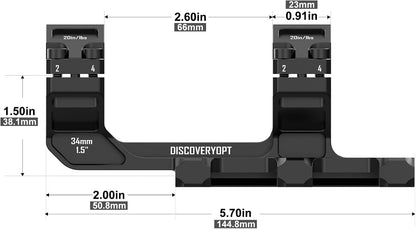 DISCOVERYOPT Cantilever Scope Mounts | One-Piece 0 MOA 34mm or 30mm Tube