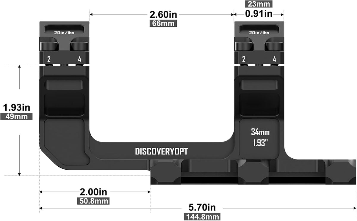 DISCOVERYOPT Cantilever Scope Mounts | One-Piece 0 MOA 34mm or 30mm Tube