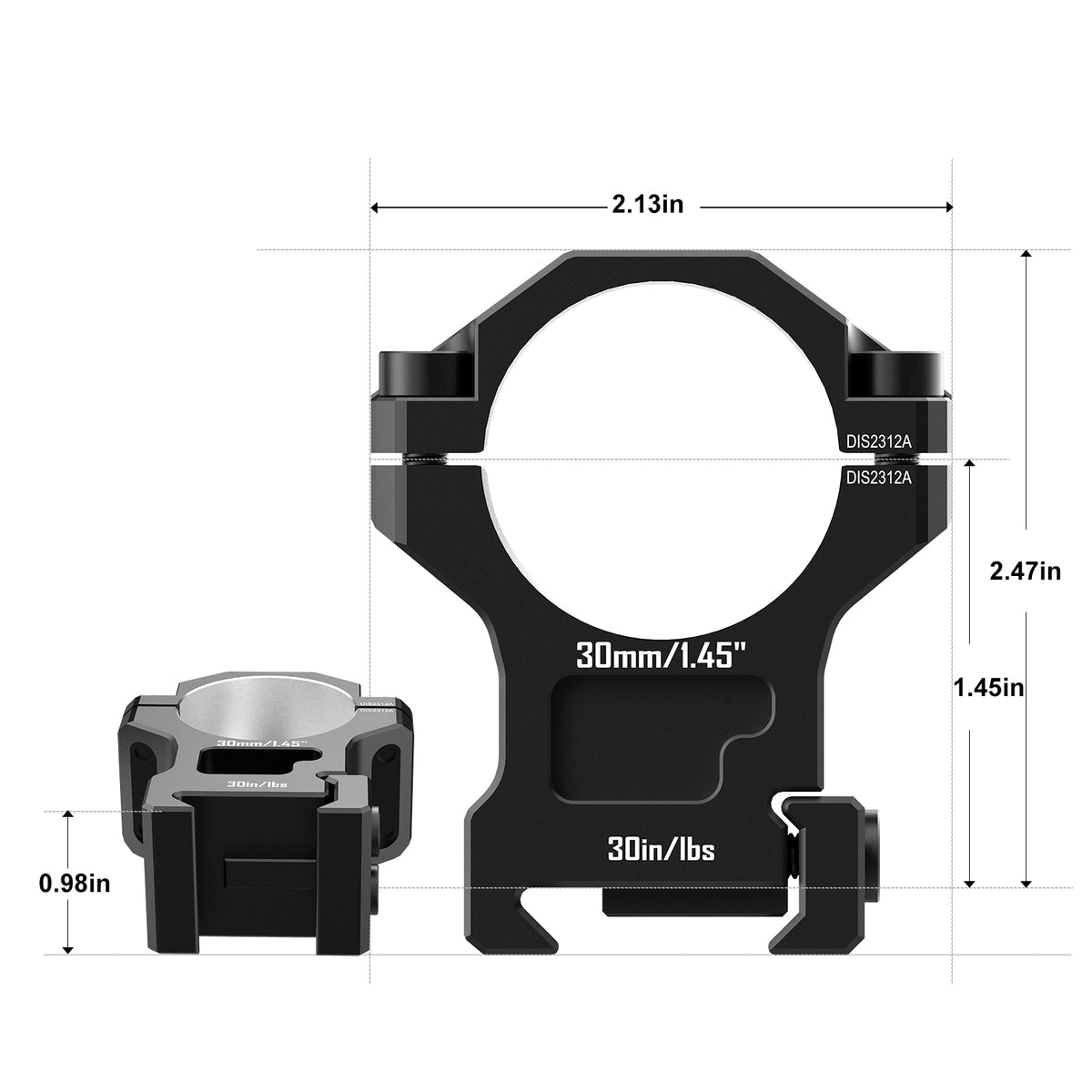 DISCOVERYOPT 6061 Aluminum Scope Rings – 25.4mm/30mm/34mm/35mm Tube | Fits 0.97"/1.26"/1.45" Scope Mount for Picatinny Rail
