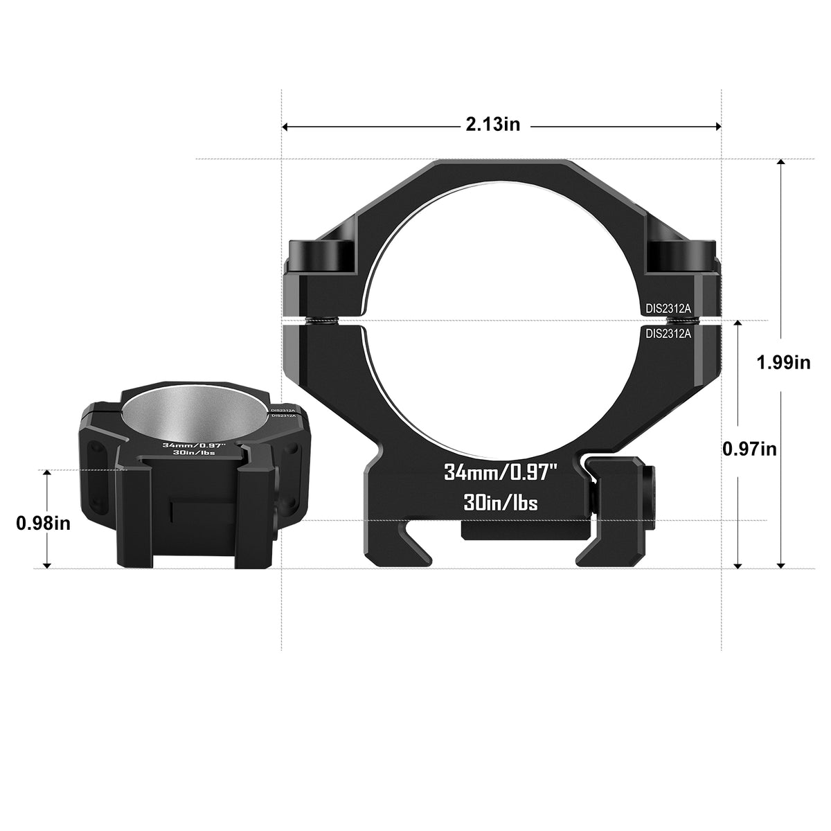 DISCOVERYOPT 6061 Aluminum Scope Rings – 25.4mm/30mm/34mm/35mm Tube | Fits 0.97"/1.26"/1.45" Scope Mount for Picatinny Rail