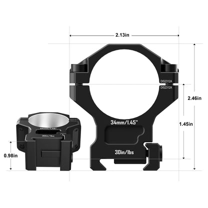 DISCOVERYOPT 6061 Aluminum Scope Rings – 25.4mm/30mm/34mm/35mm Tube | Fits 0.97"/1.26"/1.45" Scope Mount for Picatinny Rail