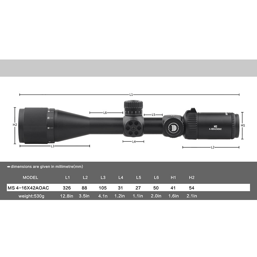 DISCOVERYOPT MS 4-16X42AOAC SFP-MOA Diameter:25.4MM Optics Scopes