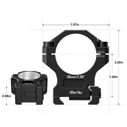 DISCOVERYOPT 6061 Aluminum Scope Rings – 25.4mm/30mm/34mm/35mm Tube | Fits 0.97"/1.26"/1.45" Scope Mount for Picatinny Rail