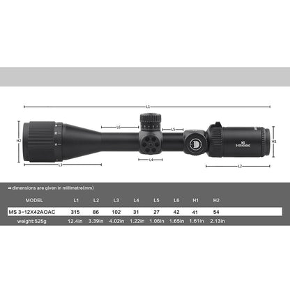 DISCOVERYOPT MS 3-12X42AOAC SFP-MOA Diameter:25.4MM Optics Scopes