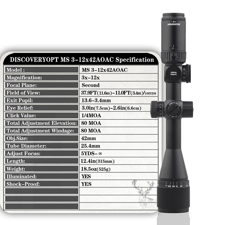 DISCOVERYOPT MS 3-12X42AOAC SFP-MOA Diameter:25.4MM Optics Scopes