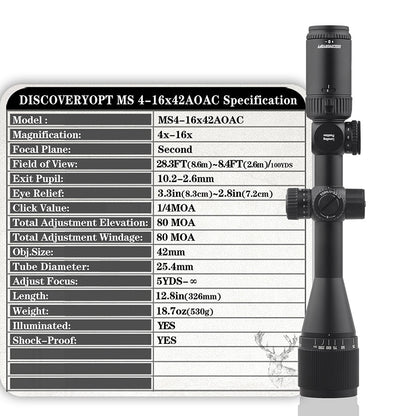DISCOVERYOPT MS 4-16X42AOAC SFP-MOA Diameter:25.4MM Optics Scopes