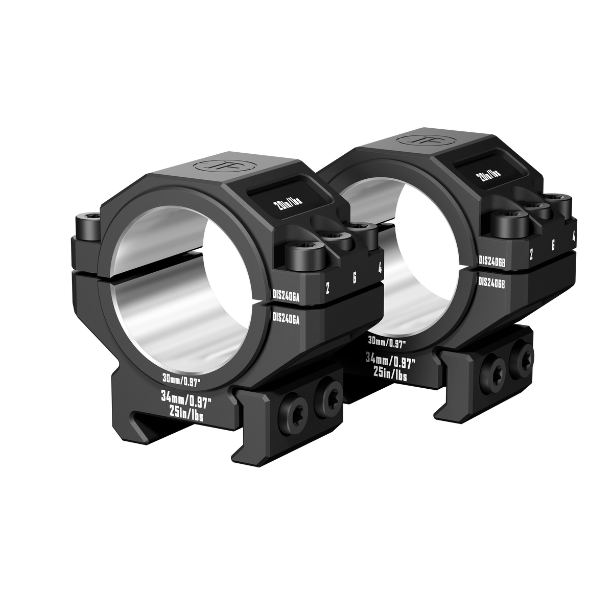 DISCOVERYOPT 6061 Aluminum Heavy-Duty Scope Rings – Fits 30mm & 34mm Tubes | 0.97"/1.26" Height | Picatinny Rail Compatible