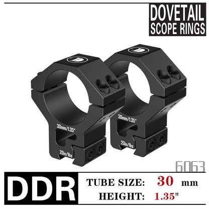 DISCOVERYOPT Dovetail Rails Scope Rings for 25.4mm＆30mm Tubes – 1.35" High | for Dovetail Rails