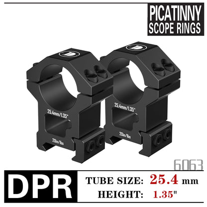 DISCOVERYOPT Picatinny Scope Rings for 25.4mm＆30mm Tubes – 1.35" High | for Picatinny, Weaver