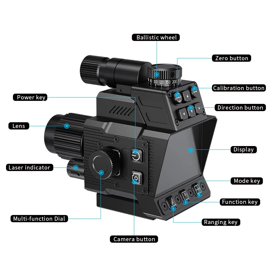DISCOVERYOPT DND350BC Digital Night Vision Scope – | High-Resolution Night Vision Optics with Laser Rangefinder &amp; Ballistic Calculator