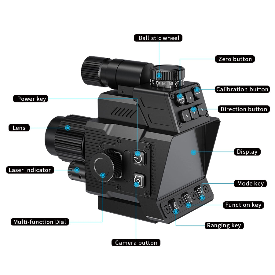 DISCOVERYOPT DND350BC | Digital Night Vision Riflescope with Laser Rangefinder, Ballistic Calculator & Recording