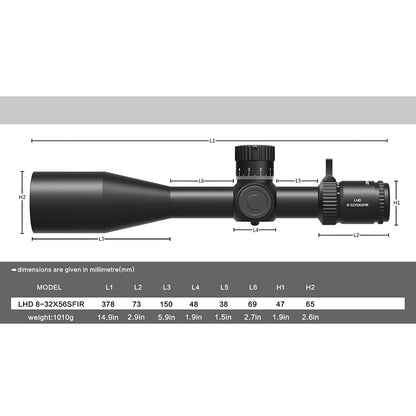 LHD 8-32X56SFIR FFP-MRAD/MOA-Z Diameter:34MM Optics Scopes