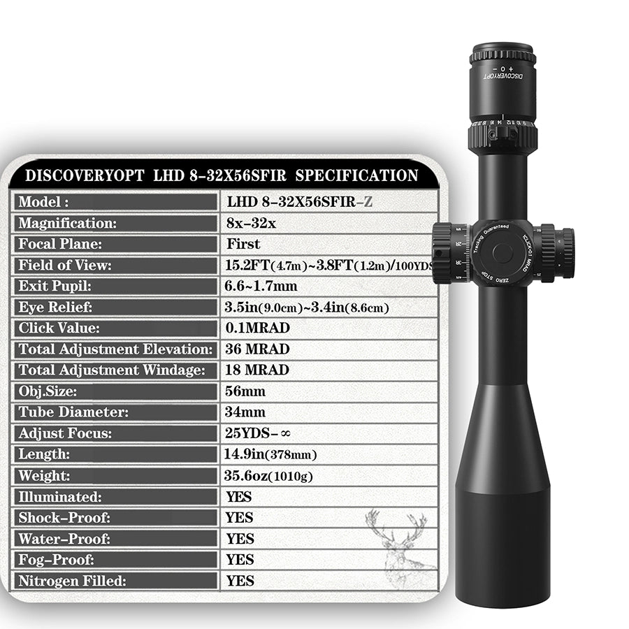 DISCOVERYOPT LHD 8-32X56SFIR FFP-Z-MRAD/MOA Diameter:34MM Optics Scopes