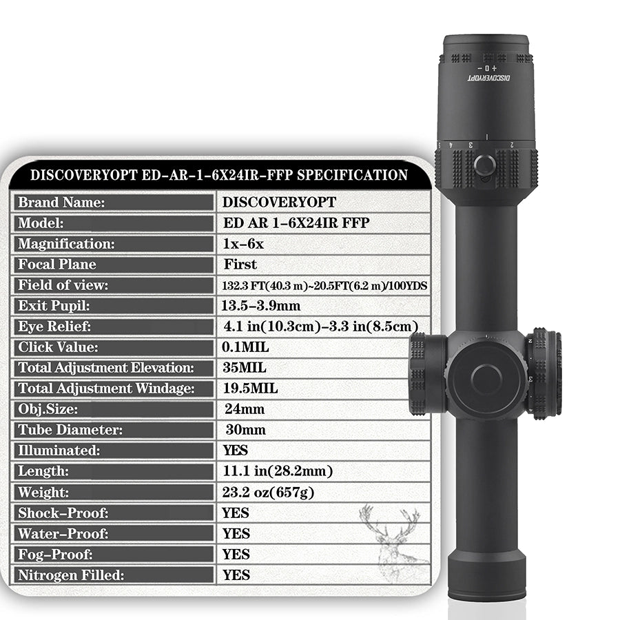 DISCOVERYOPT ED-AR 1-6X24IR FFP-MIL LPVO Diameter:30MM Short Optics Scope