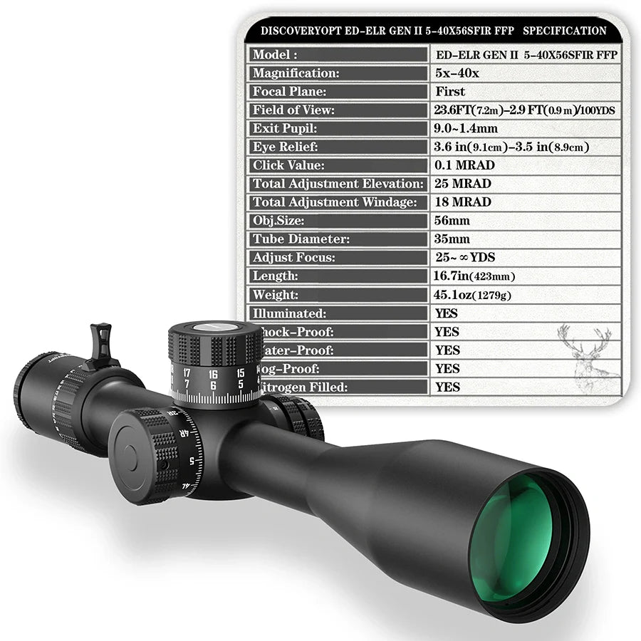 ED-ELR GEN II 5-40X56SFIR FFP-MRAD/MOA-Z Diameter:35MM Optics Scope