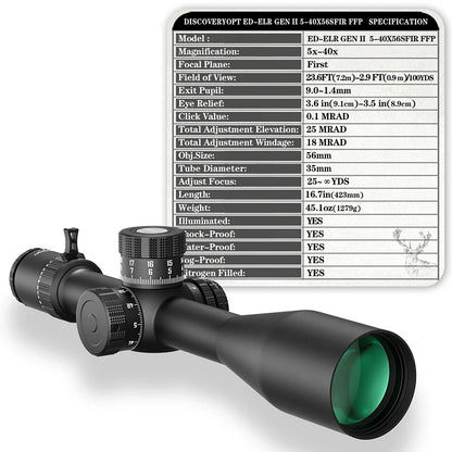 ED-ELR GEN II 5-40X56SFIR FFP-MRAD/MOA-Z Diameter:35MM Optics Scope