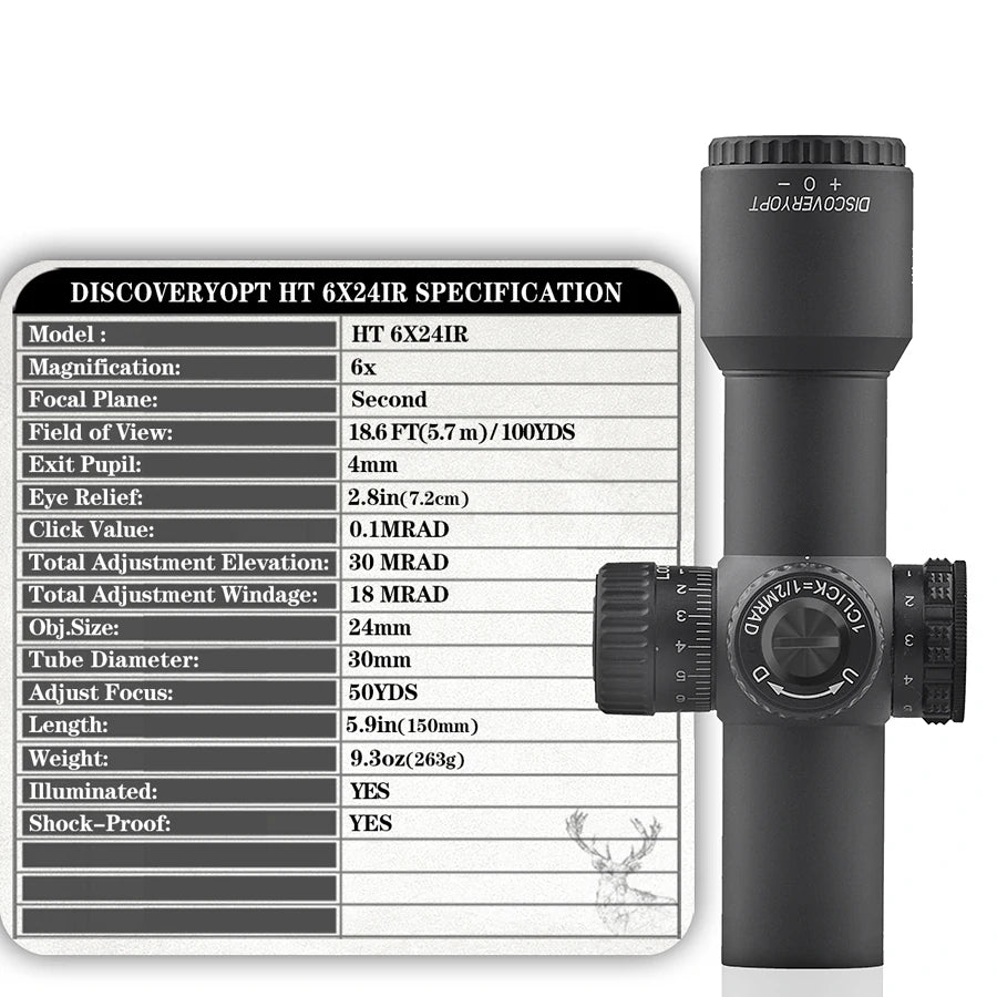 DISCOVERYOPT HT 6X24AIR-FFP-MRAD Diameter:30MM Short Optics Scope