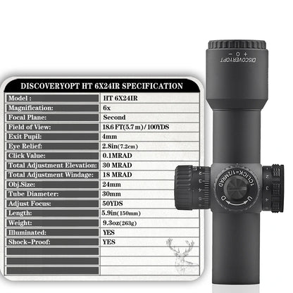 DISCOVERYOPT HT 6X24AIR-FFP-MRAD Diameter:30MM Short Optics Scope