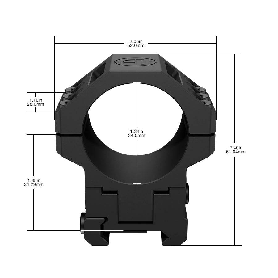 DISCOVERYOPT 7075 Aluminum Heavy Duty Angle-Adjustable 30/60/90 MOA Scope Rings – Fits 34mm Tube | 1.35" Height | Picatinny Rail Compatible