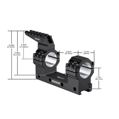DISCOVERYOPT 0 MOA Heavy Duty Scope Mount, Picatinny One-Piece Base with Integrated Top Rail - Fits 30mm/34mm Tubes, 1.18"/1.5" Center Height