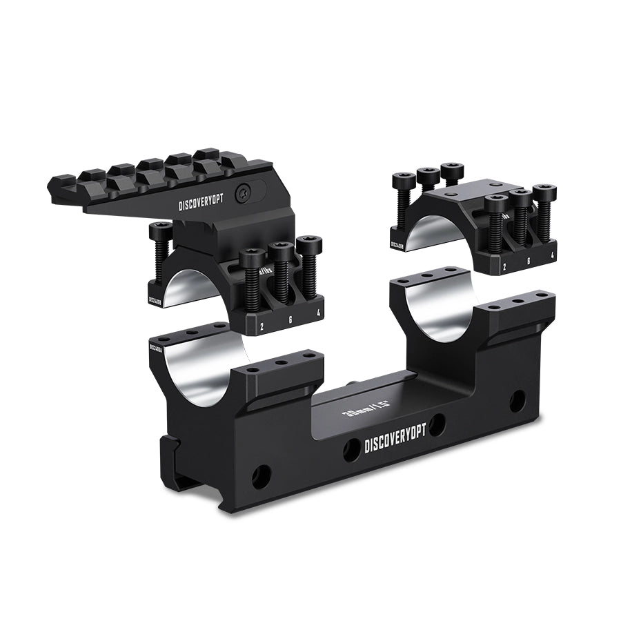 DISCOVERYOPT 0 MOA Heavy Duty Scope Mount, Picatinny One-Piece Base with Integrated Top Rail - Fits 30mm/34mm Tubes, 1.18"/1.5" Center Height