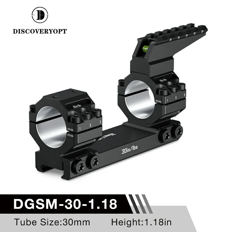 DISCOVERYOPT 0 MOA Heavy Duty Scope Mount, Picatinny One-Piece Base with Integrated Top Rail - Fits 30mm/34mm Tubes, 1.18"/1.5" Center Height