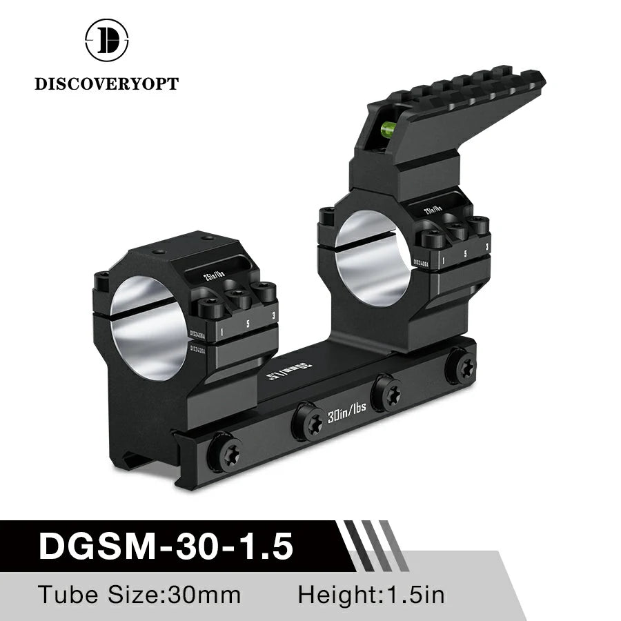 DISCOVERYOPT 0 MOA Heavy Duty Scope Mount, Picatinny One-Piece Base with Integrated Top Rail - Fits 30mm/34mm Tubes, 1.18"/1.5" Center Height