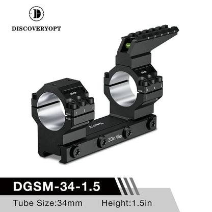 DISCOVERYOPT 0 MOA Heavy Duty Scope Mount, Picatinny One-Piece Base with Integrated Top Rail - Fits 30mm/34mm Tubes, 1.18"/1.5" Center Height