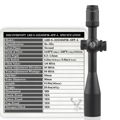 DISCOVERYOPT LHD 8-32X50SFIR SFP-L-MOA Tube Diameter:30MM Optics Scopes