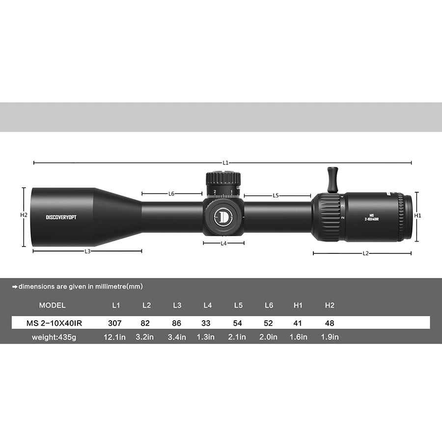 DISCOVERYOPT MS 2-10X40IR SFP-MIL Diameter:25.4MM Optics Scopes