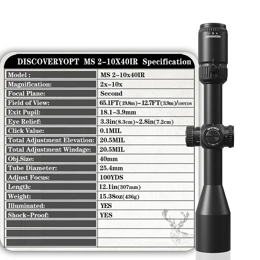 DISCOVERYOPT MS 2-10X40IR SFP-MIL Diameter:25.4MM Optics Scopes