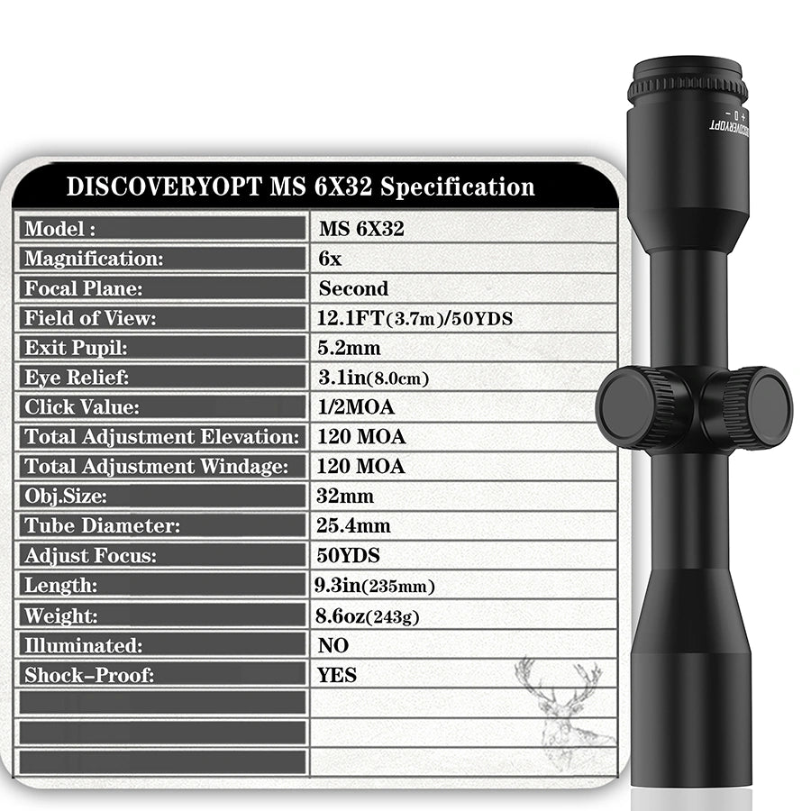 DISCOVERYOPT MS 6X32 SFP-MOA Diameter:25.4MM Optics Scopes