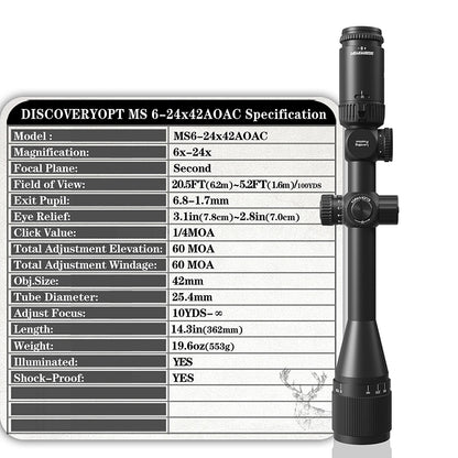 DISCOVERYOPT MS 6-24X42AOAC SFP-MOA-L Diameter:25.4MM Optics Scopes