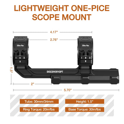 Multi-Compatible Cantilever Scope Mounts | One-Piece 0MOA 30/34MM Tube for Picatinny Rail