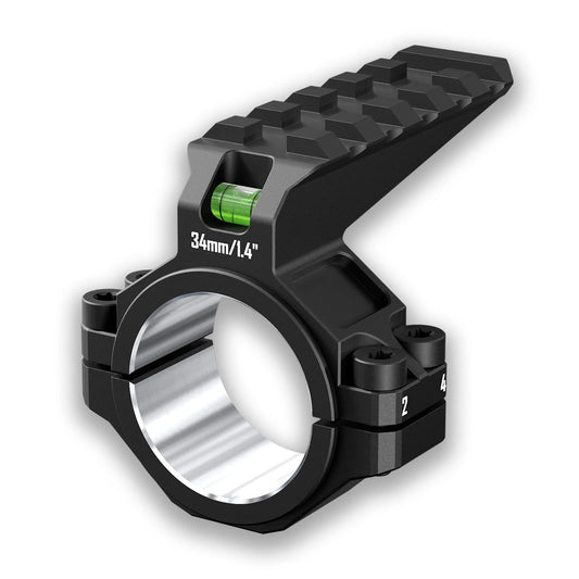 DISCOVERYOPT Single Scope Ring with Integrated Bubble Level & Top Picatinny Rail - Fits 30mm/34mm Tubes