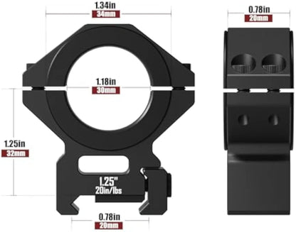 DISCOVERYOPT Multi-Compatible Mount for Picatinny Scope Rings for 25.4mm/30mm/34mm Tubes – 1.25" High Scope Rings