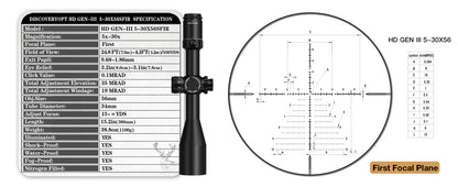 DISCOVERYOPT HD GEN III 5-30X56SFIR FFP-Z-MRAD Diameter:34MM Optics Scopes (FULLY TOOLLESS ZERO STOP)