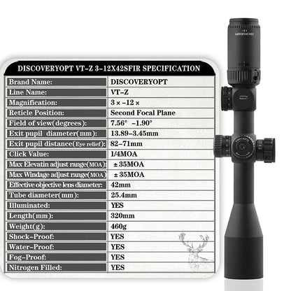 Riflescope Discovery VT-Z 3-12X42SFIR PCP Gun Hunting Weapons Tactical Optical Scope