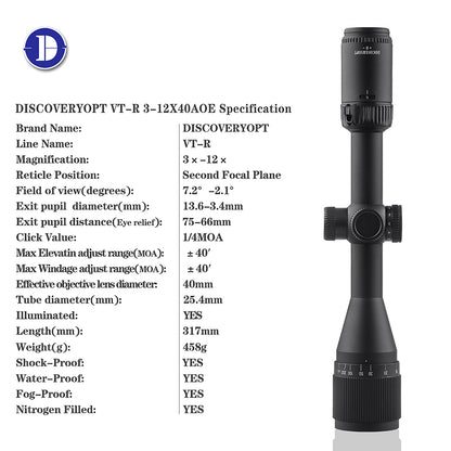 Discovery VT-R 3-12X40AOE Hunting Scope Tactical Optical Sight