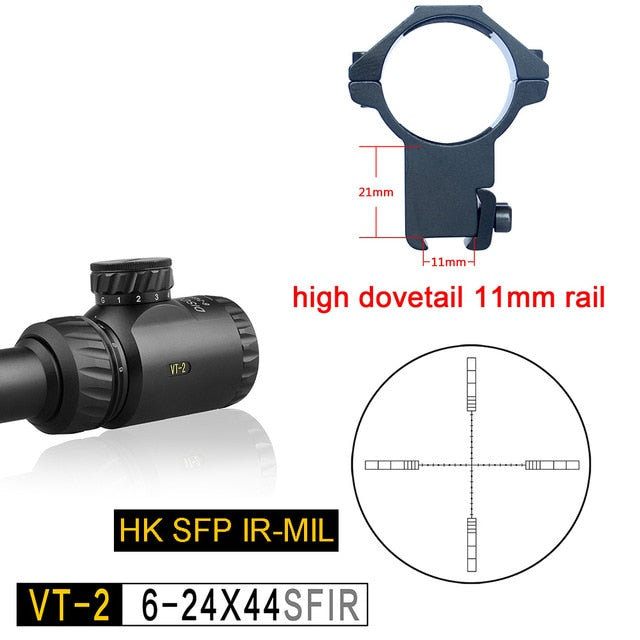 6-24 Sights Scopes Discovery Illuminated for 308 Gun Rifle Optional 3 Kinds of Reticles Glass Etched Reticle
