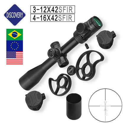 Illuminated Discovery Rifle Scope 3-12 4-16 6-24 Magnification Side Wheel 2 sizes Glass Etched