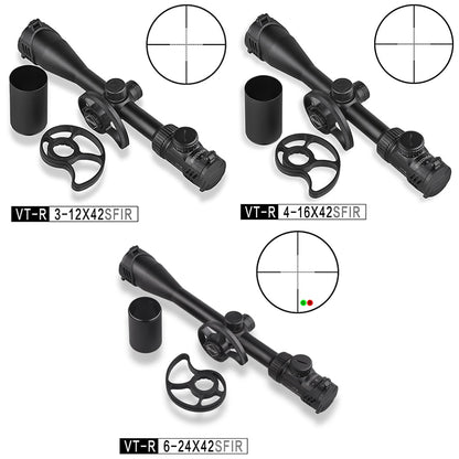 3-12 4-6 6-24 x42 Illuminated Side Parallax Wheels in 2 Sizes Wired Reticle .22 Rifle Scope PCP Hunting